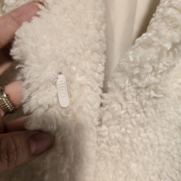 Chicos Shearling Teddy Coat Sz 3.5 US 18 English Cream White Faux Fur Peacoat - Picture 6 of 13